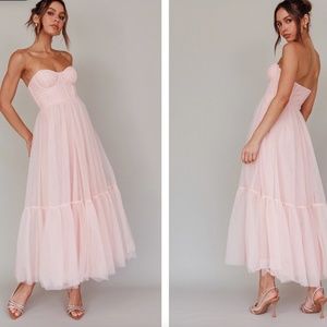 Selfie Leslie DANCING WITH ME SWEETHEART TULLE MIDI DRESS PINK